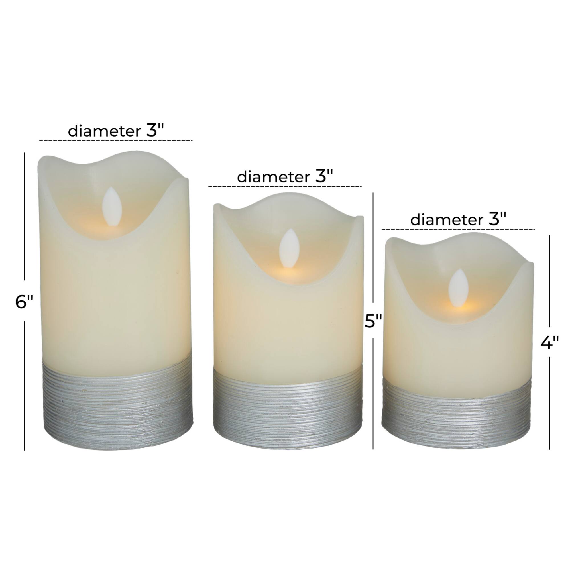 Cream & Silver Traditional Flameless Candle Set